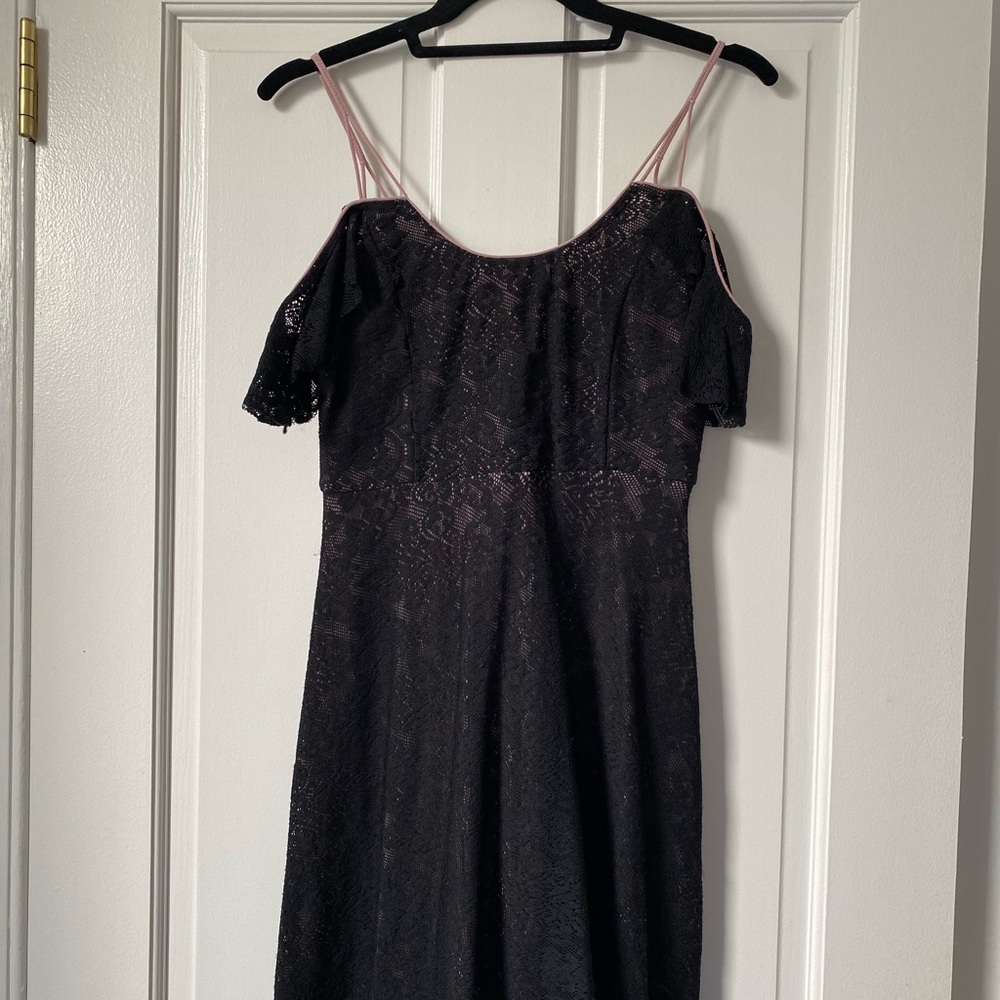 FREE PEOPLE (INTIMATELY) BLACK LACE MINI DRESS - SIZE S
